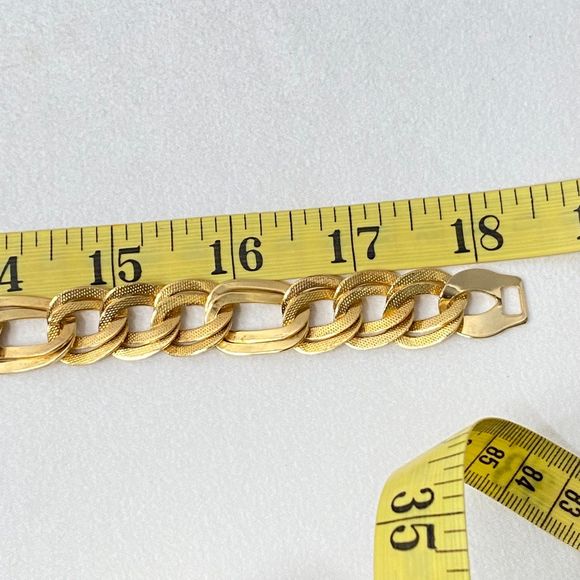 Unisex Necklace Gold Tone Heavy Chain Choker Textured Links Box Clasp - Picture 7 of 8